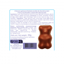 Boîte métal garnie d'oursons guimauve enrobés de chocolat 30g